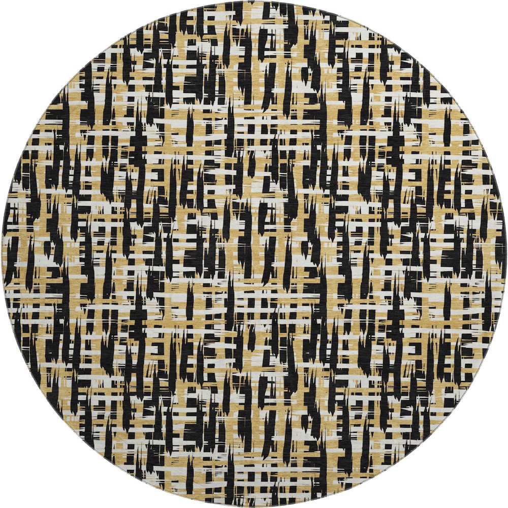 Premium Machine Washable Mayfield AMF1060 Black 8' x 8' Round Rug. Picture 1