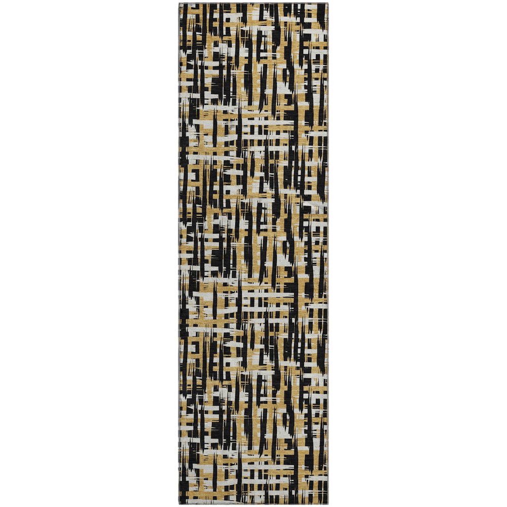 Premium Machine Washable Mayfield AMF1060 Black 2'3" x 7'6" Runner Rug. Picture 1