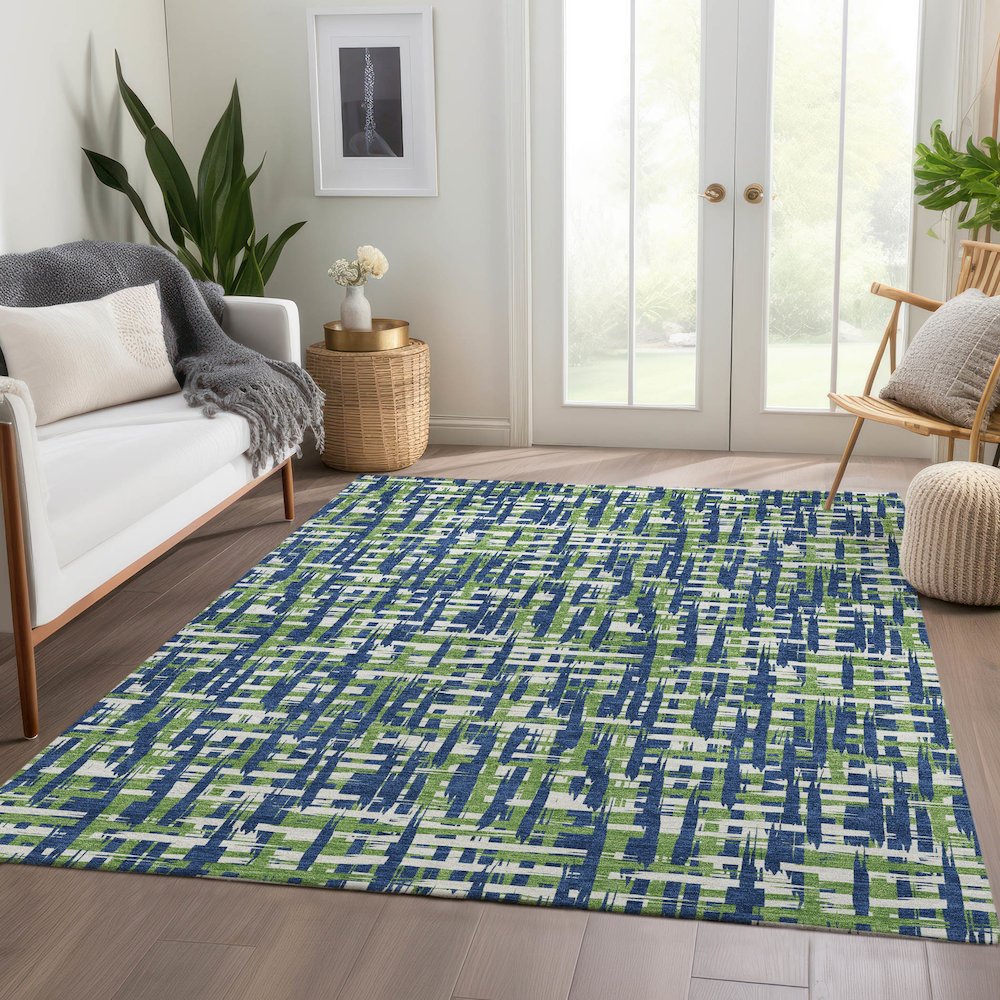 Premium Machine Washable Mayfield AMF1060 Navy 2'6" x 3'10" Rug. Picture 6