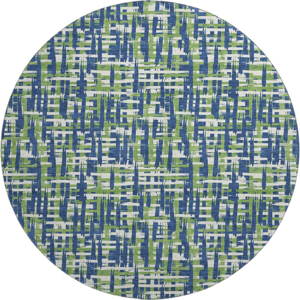 Premium Machine Washable Mayfield AMF1060 Navy 8' x 8' Round Rug. Picture 1