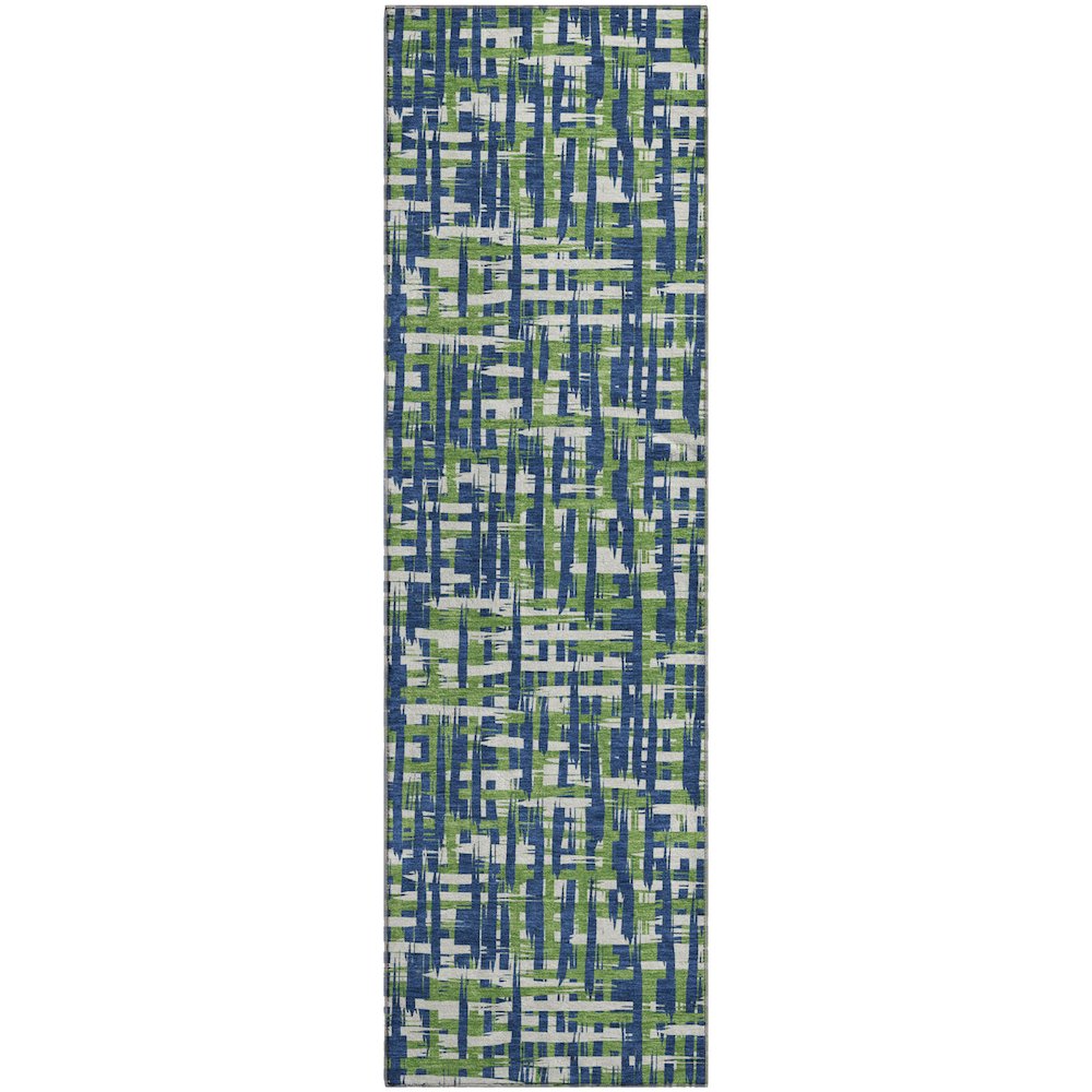 Premium Machine Washable Mayfield AMF1060 Navy 2'3" x 7'6" Runner Rug. Picture 1