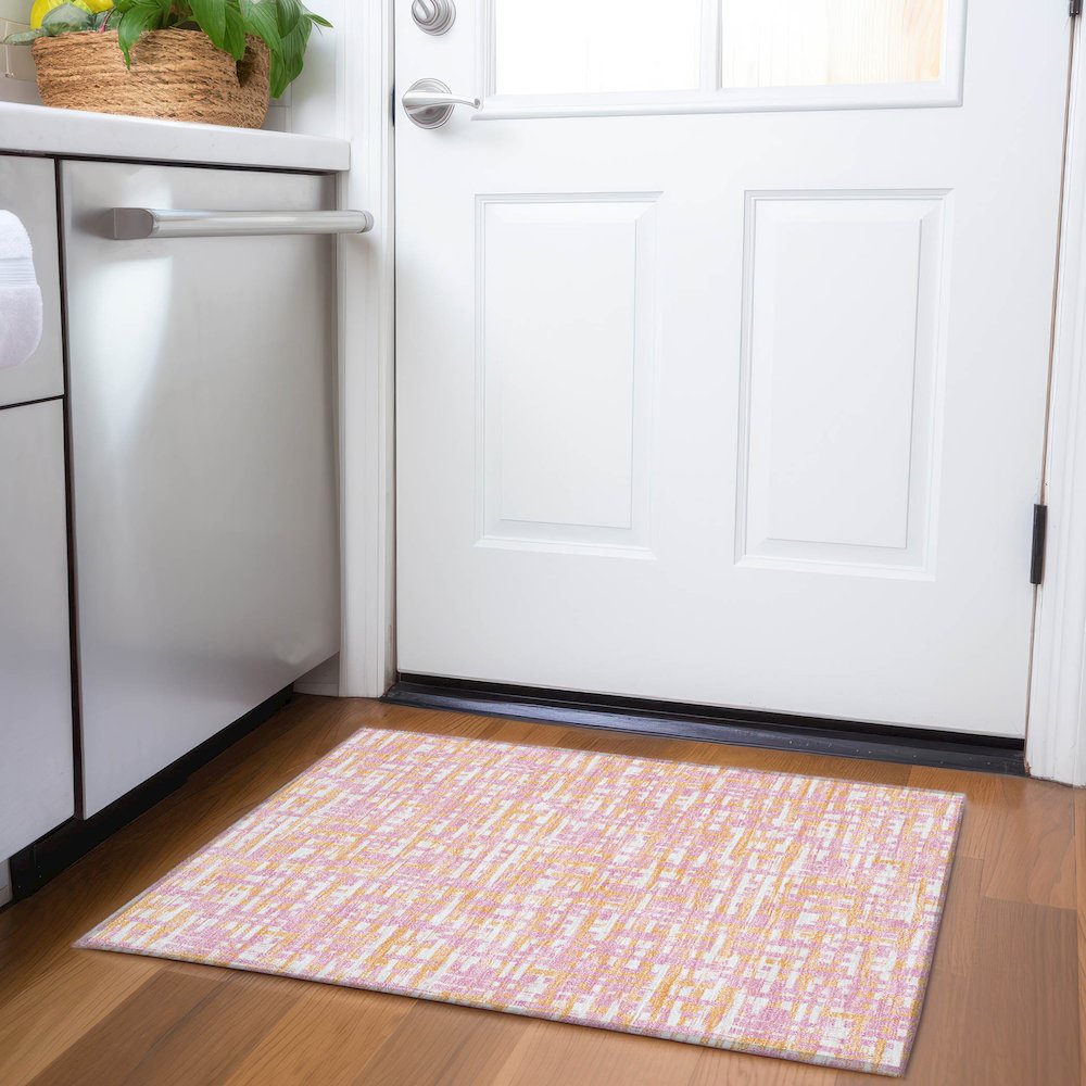 Premium Machine Washable Mayfield AMF1060 Pink 1'8" x 2'6" Rug. Picture 5