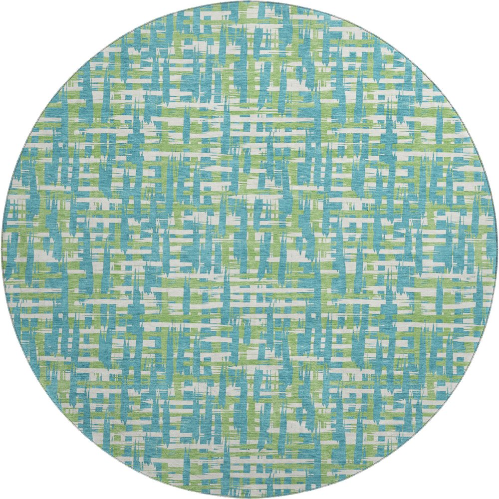 Premium Machine Washable Mayfield AMF1060 Turquoise 8' x 8' Round Rug. Picture 1