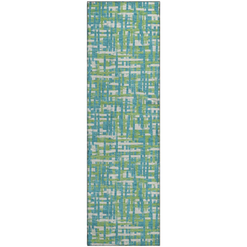 Premium Machine Washable Mayfield AMF1060 Turquoise 2'3" x 7'6" Runner Rug. Picture 1