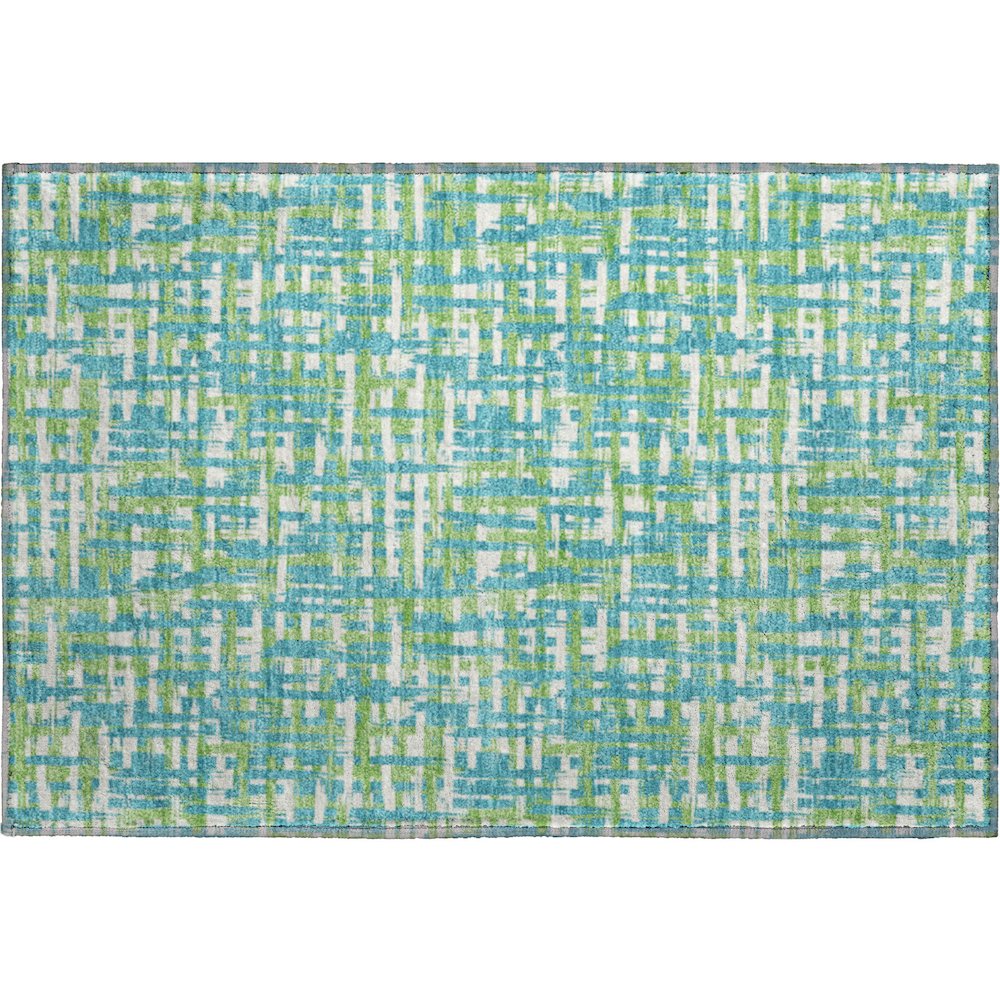 Premium Machine Washable Mayfield AMF1060 Turquoise 1'8" x 2'6" Rug. Picture 1