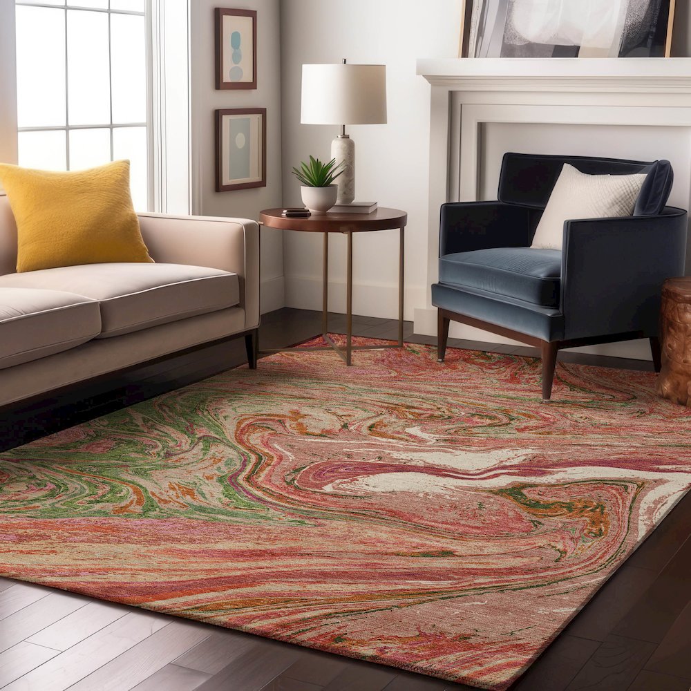 Premium Machine Washable Mayfield AMF1061 Coral 2'6" x 3'10" Rug. Picture 5