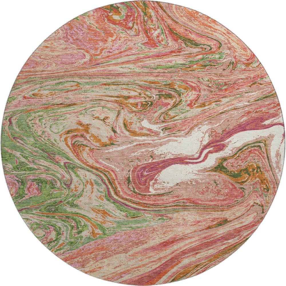 Premium Machine Washable Mayfield AMF1061 Coral 8' x 8' Round Rug. Picture 1