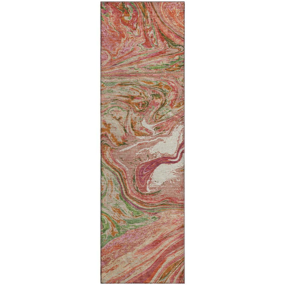 Premium Machine Washable Mayfield AMF1061 Coral 2'3" x 7'6" Runner Rug. Picture 1