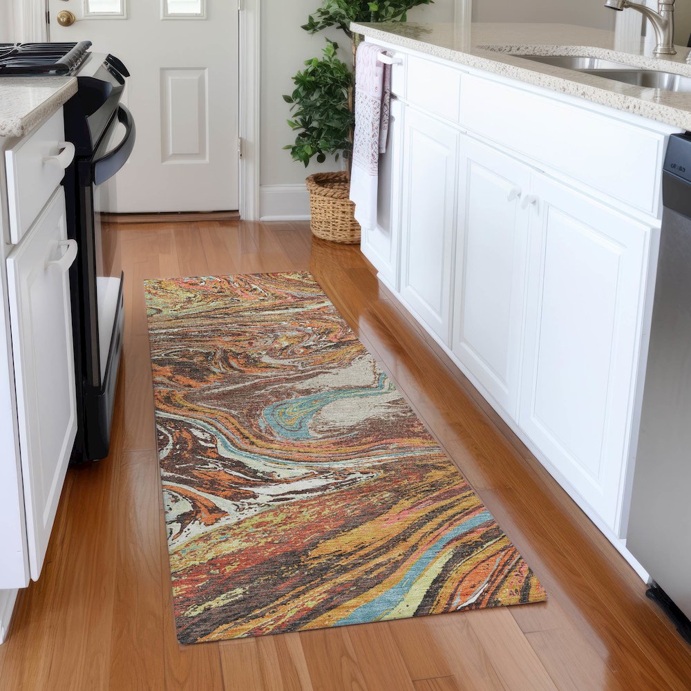 Premium Machine Washable Mayfield AMF1061 Khaki 2'3" x 7'6" Runner Rug. Picture 5