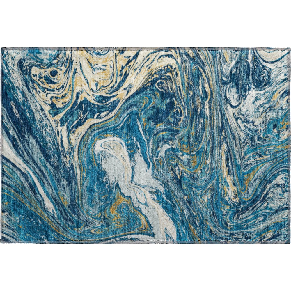 Premium Machine Washable Mayfield AMF1061 Navy 1'8" x 2'6" Rug. Picture 1