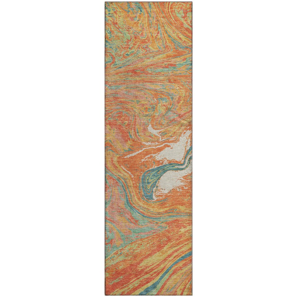Premium Machine Washable Mayfield AMF1061 Orange 2'3" x 7'6" Runner Rug. Picture 1