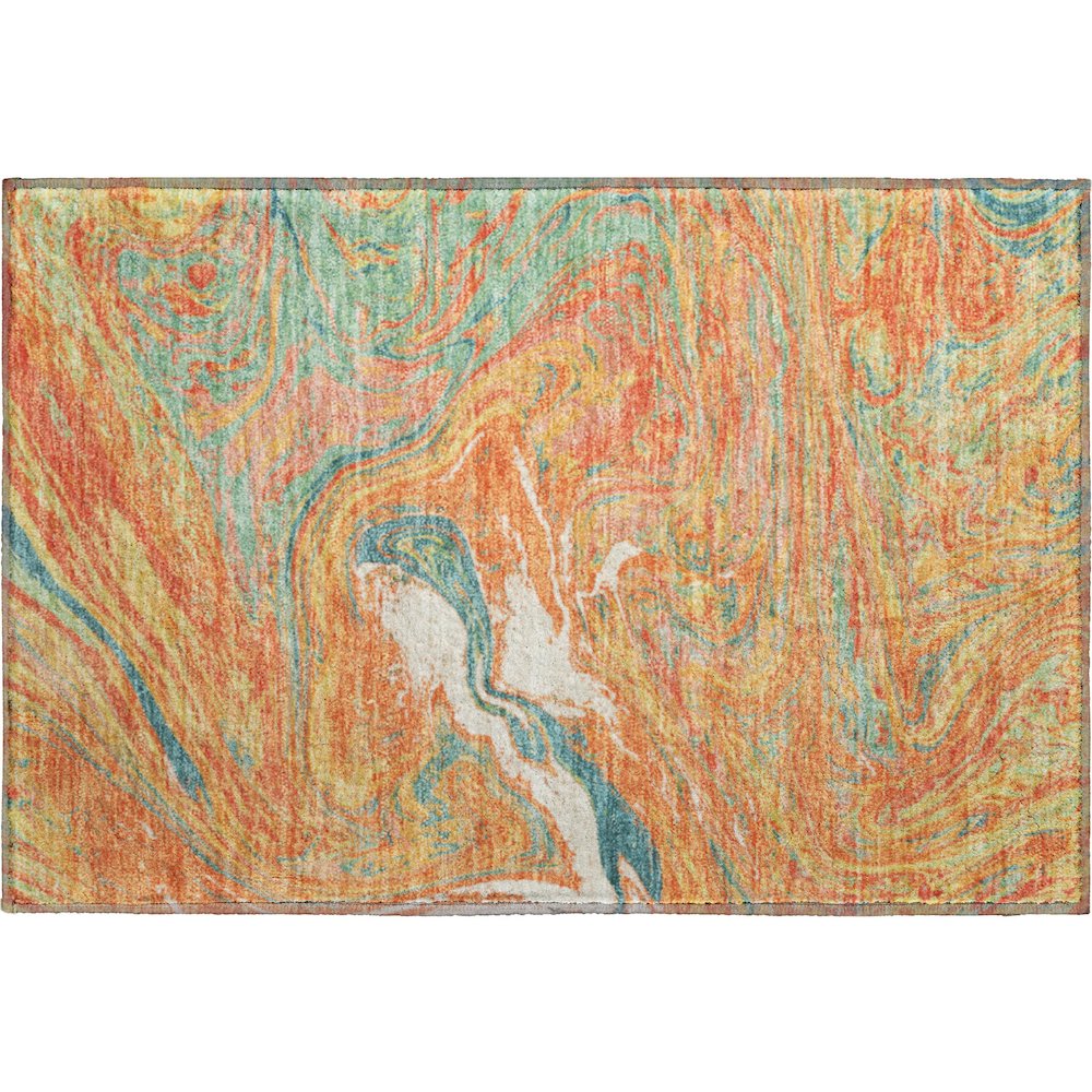 Premium Machine Washable Mayfield AMF1061 Orange 1'8" x 2'6" Rug. Picture 1