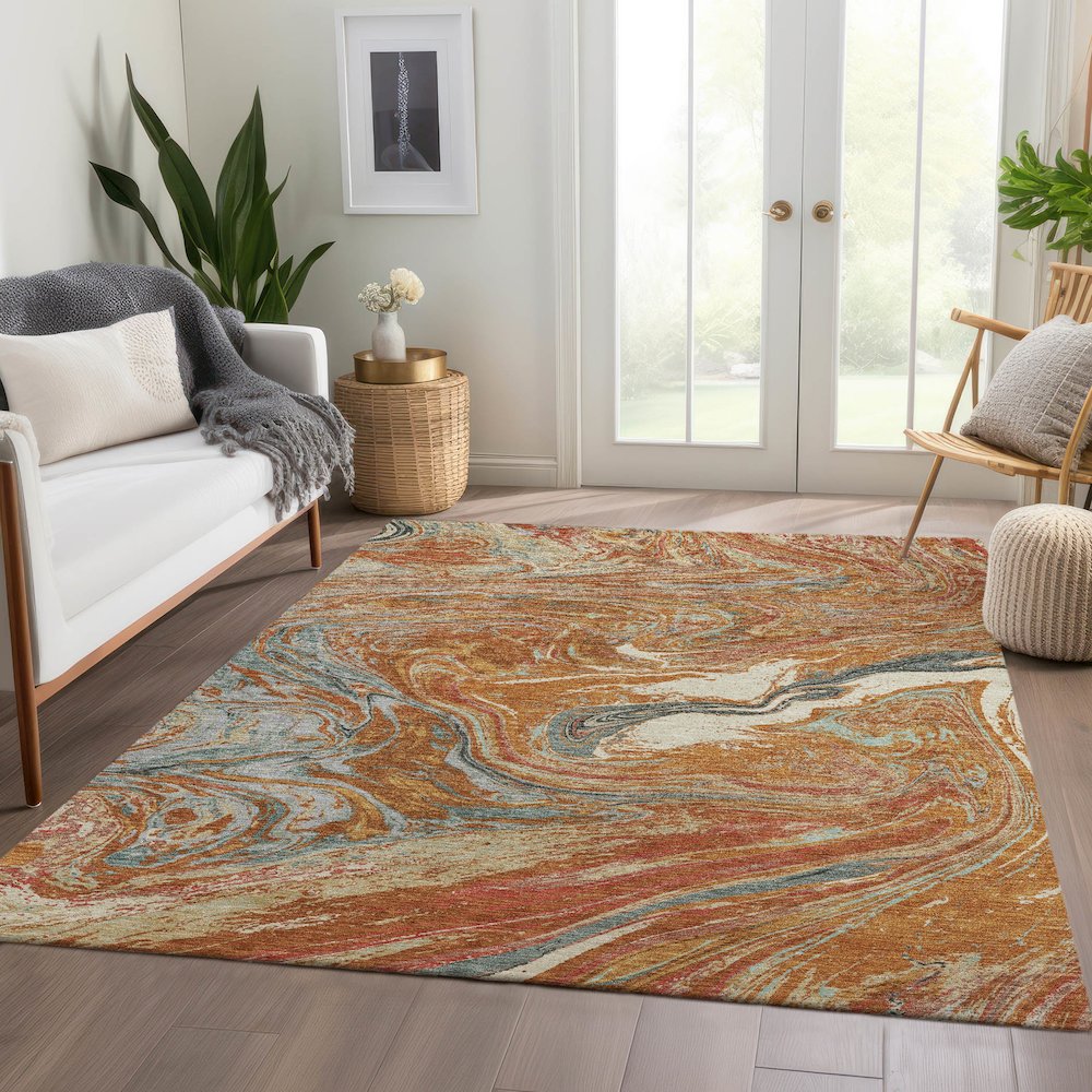 Premium Machine Washable Mayfield AMF1061 Paprika 2'6" x 3'10" Rug. Picture 6