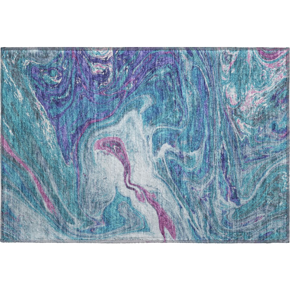 Premium Machine Washable Mayfield AMF1061 Teal 1'8" x 2'6" Rug. Picture 1