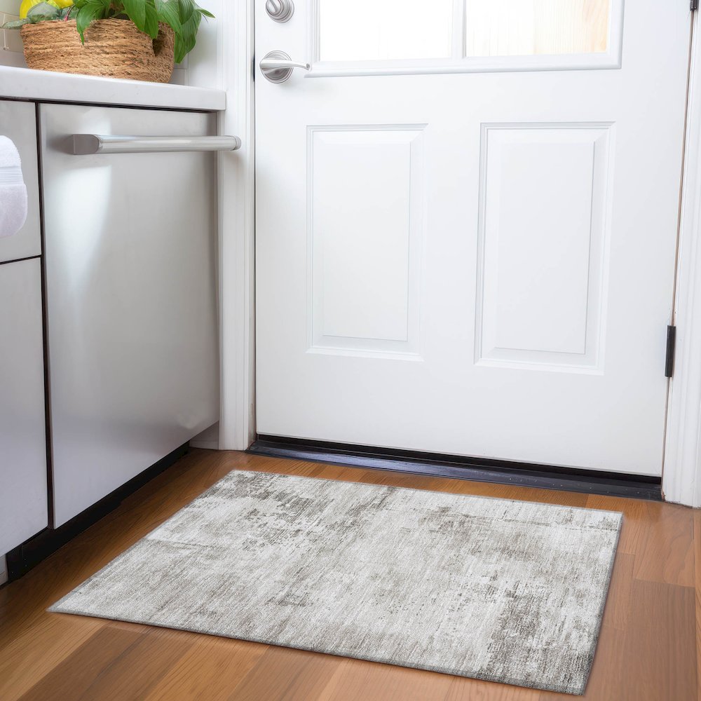 Premium Machine Washable Mayfield AMF1062 Beige 1'8" x 2'6" Rug. Picture 5