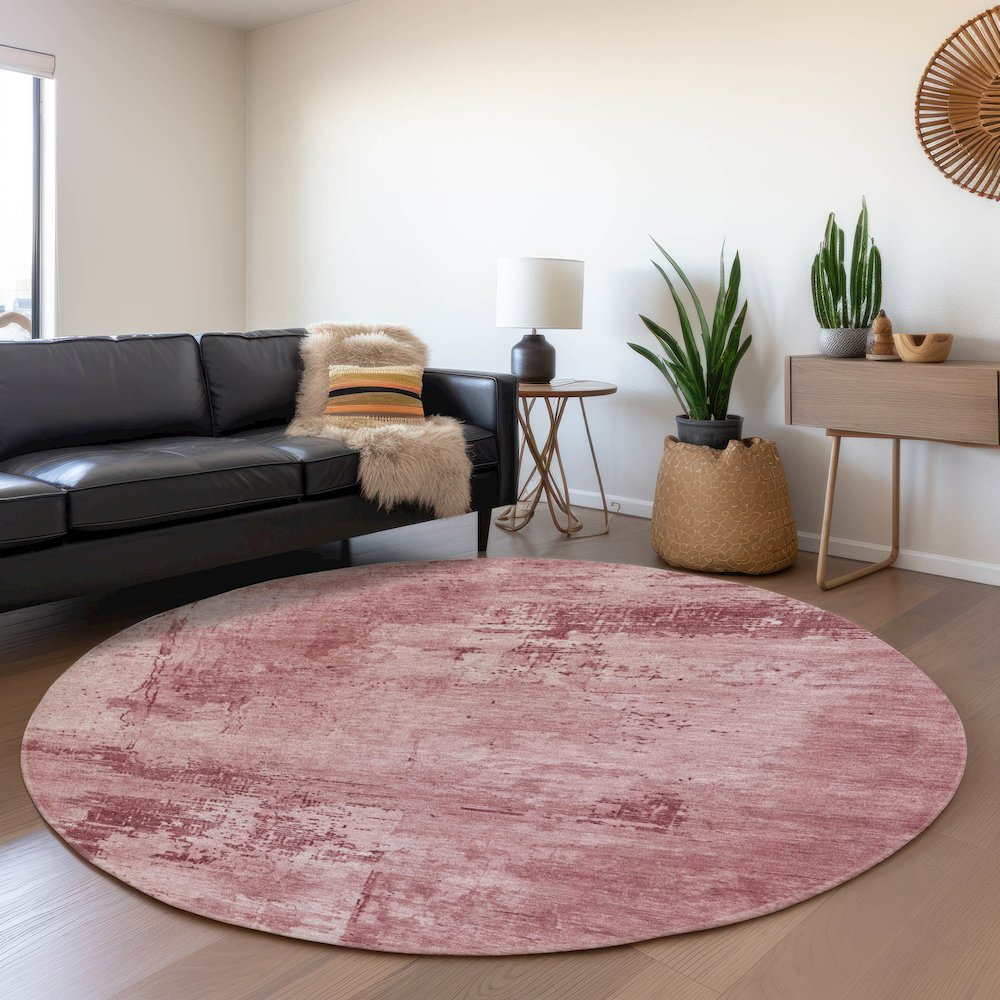 Premium Machine Washable Mayfield AMF1062 Blush 8' x 8' Round Rug. Picture 5