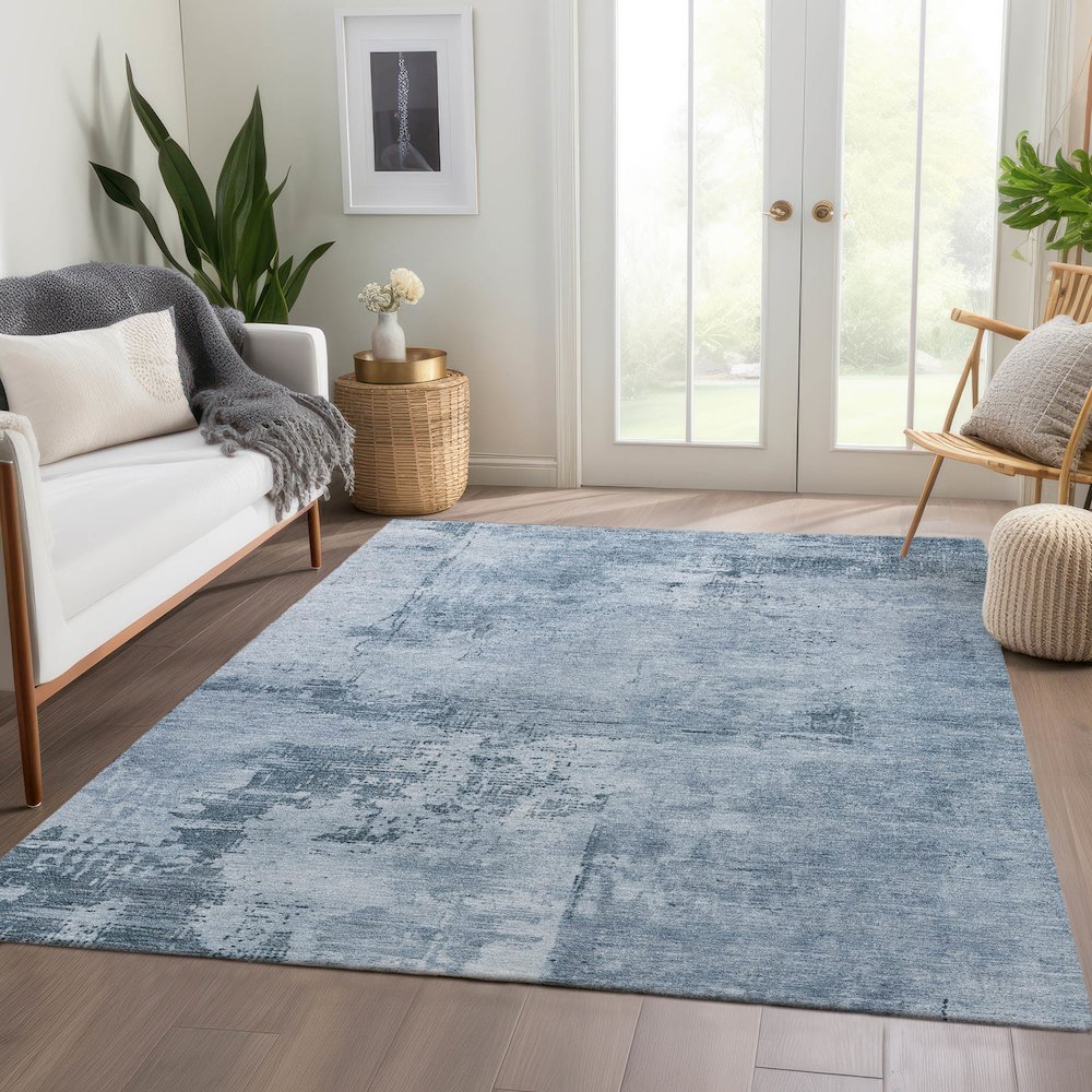 Premium Machine Washable Mayfield AMF1062 Denim 2'6" x 3'10" Rug. Picture 6