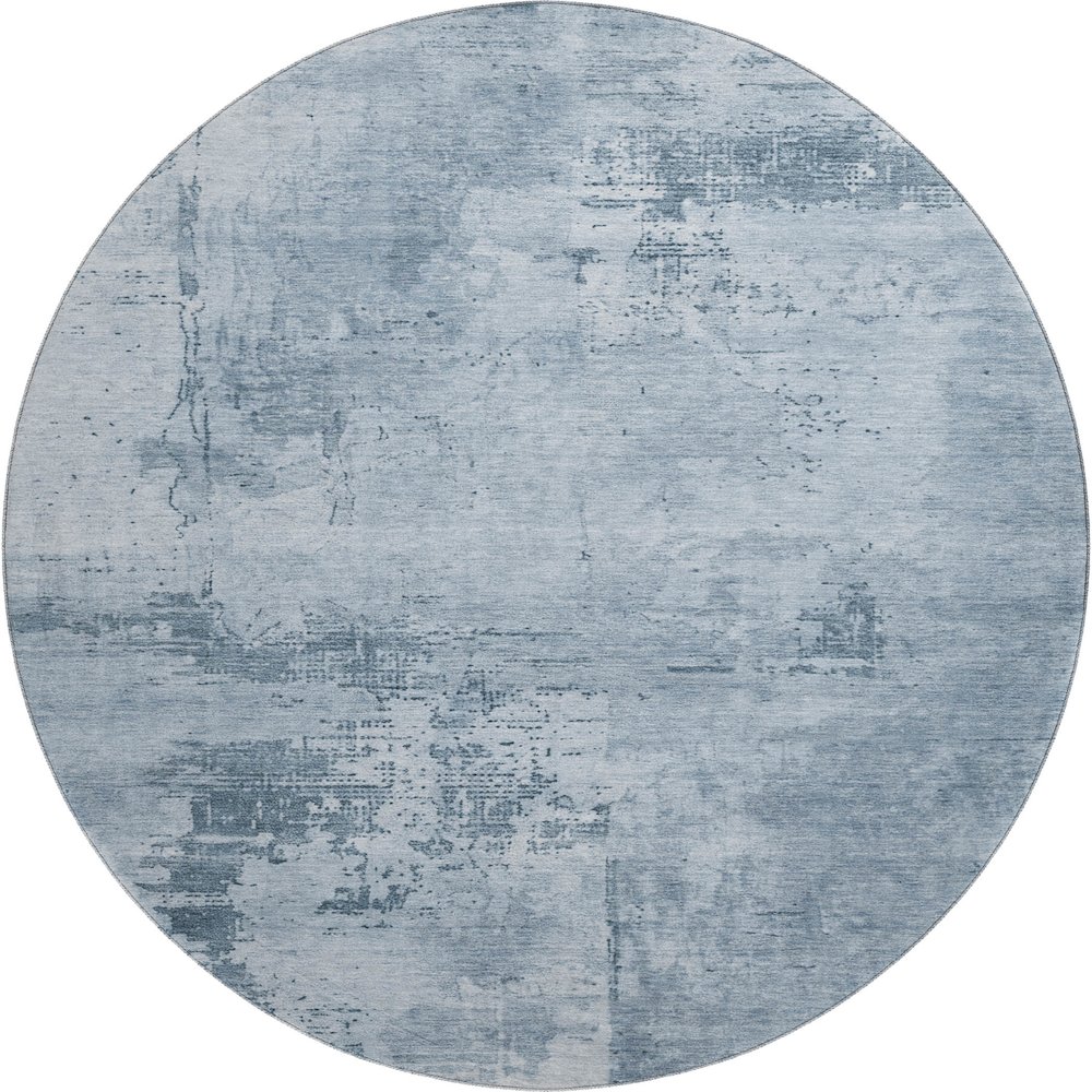 Premium Machine Washable Mayfield AMF1062 Denim 8' x 8' Round Rug. Picture 1