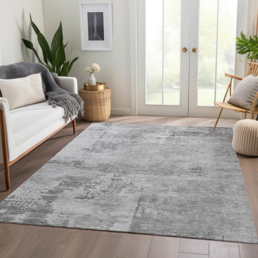 Premium Machine Washable Mayfield AMF1062 Gray 2'6" x 3'10" Rug. Picture 6