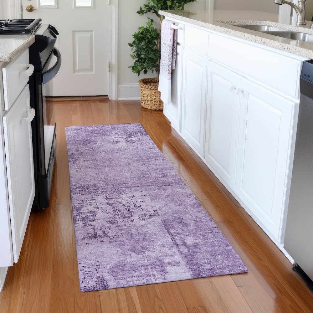 Premium Machine Washable Mayfield AMF1062 Lavender 2'3" x 7'6" Runner Rug. Picture 5