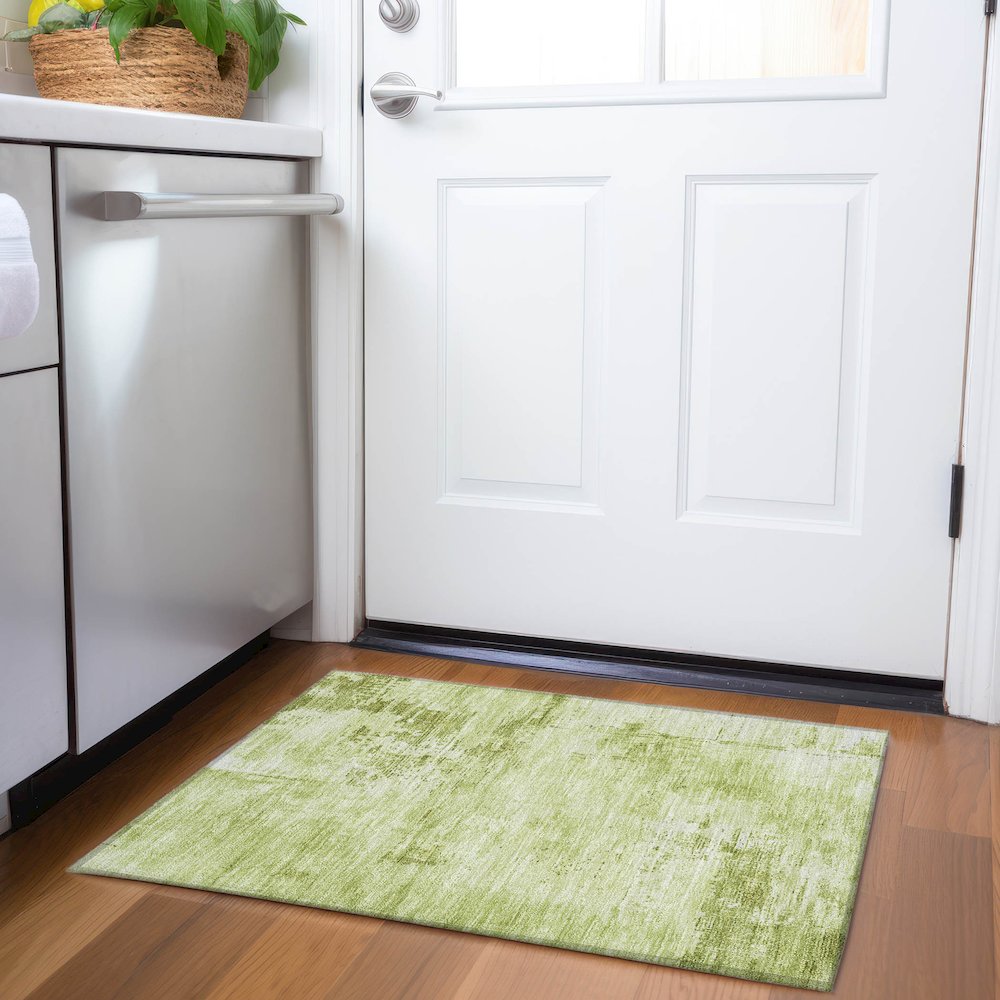 Premium Machine Washable Mayfield AMF1062 Lime 1'8" x 2'6" Rug. Picture 5