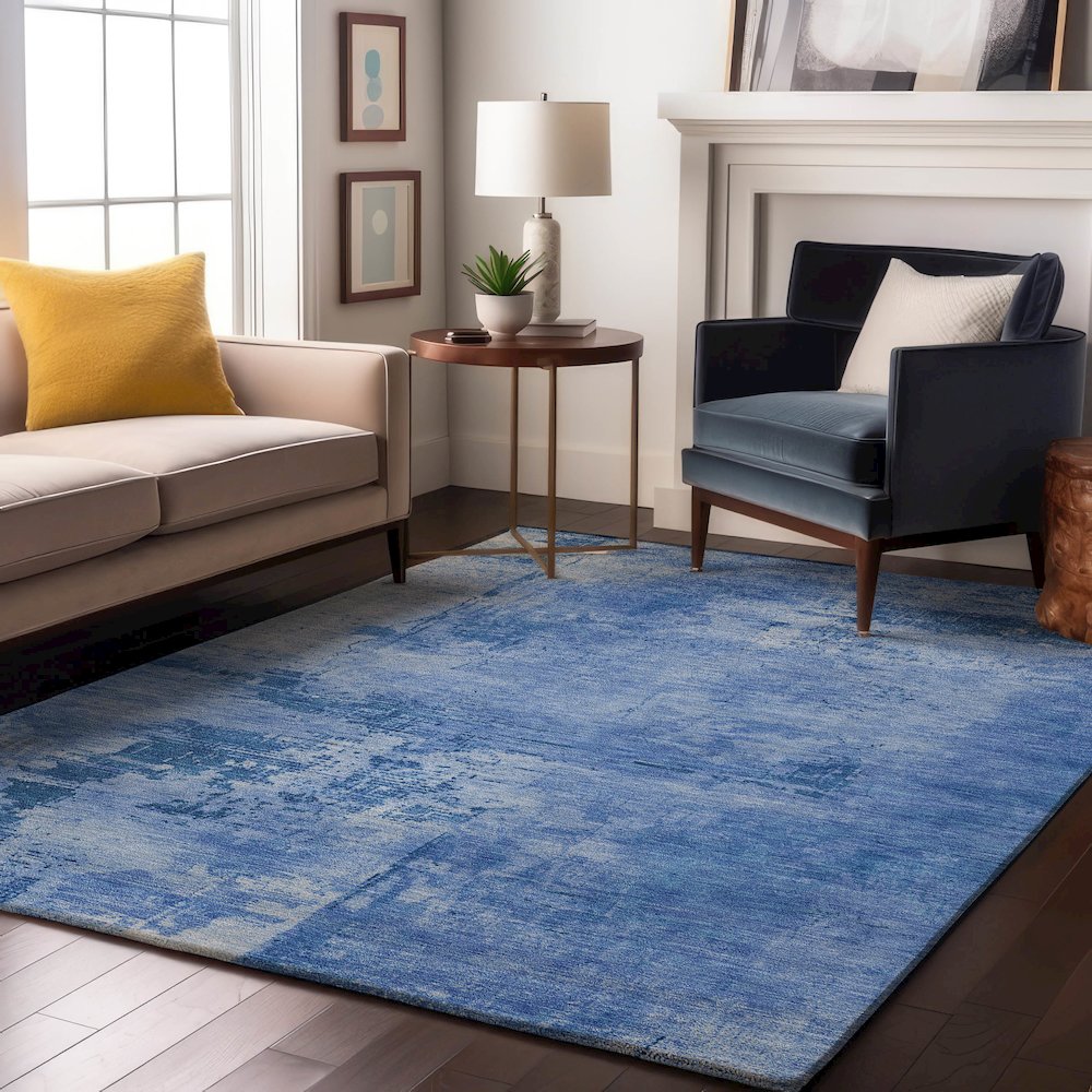 Premium Machine Washable Mayfield AMF1062 Navy 2'6" x 3'10" Rug. Picture 5