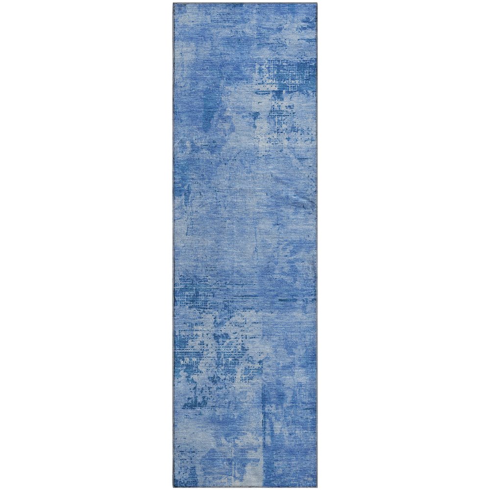Premium Machine Washable Mayfield AMF1062 Navy 2'3" x 7'6" Runner Rug. Picture 1