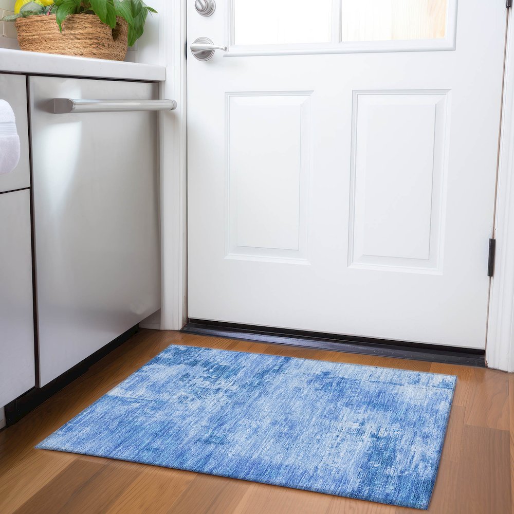 Premium Machine Washable Mayfield AMF1062 Navy 1'8" x 2'6" Rug. Picture 5