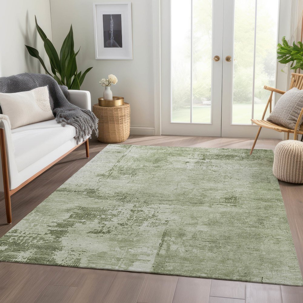 Premium Machine Washable Mayfield AMF1062 Olive 2'6" x 3'10" Rug. Picture 6