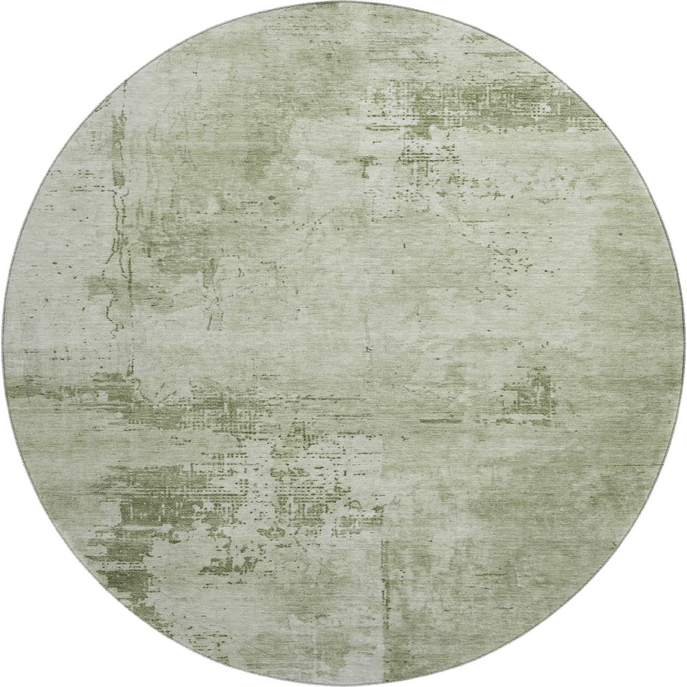 Premium Machine Washable Mayfield AMF1062 Olive 8' x 8' Round Rug. Picture 1