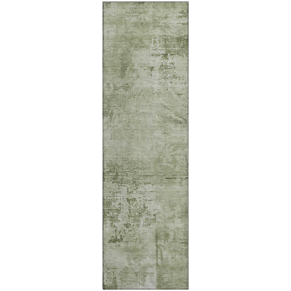 Premium Machine Washable Mayfield AMF1062 Olive 2'3" x 7'6" Runner Rug. Picture 1