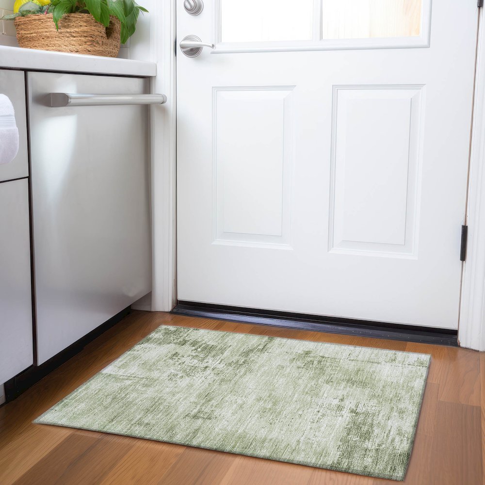 Premium Machine Washable Mayfield AMF1062 Olive 1'8" x 2'6" Rug. Picture 5