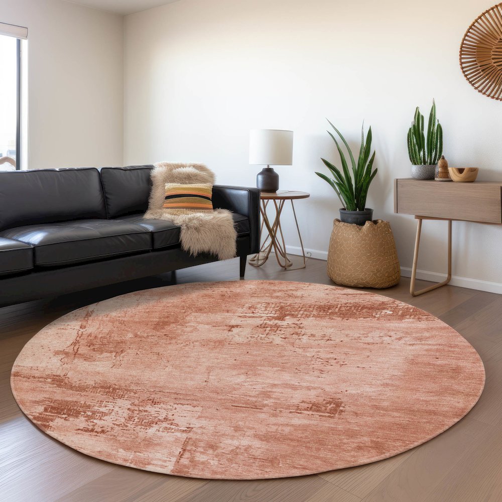 Premium Machine Washable Mayfield AMF1062 Paprika 8' x 8' Round Rug. Picture 5