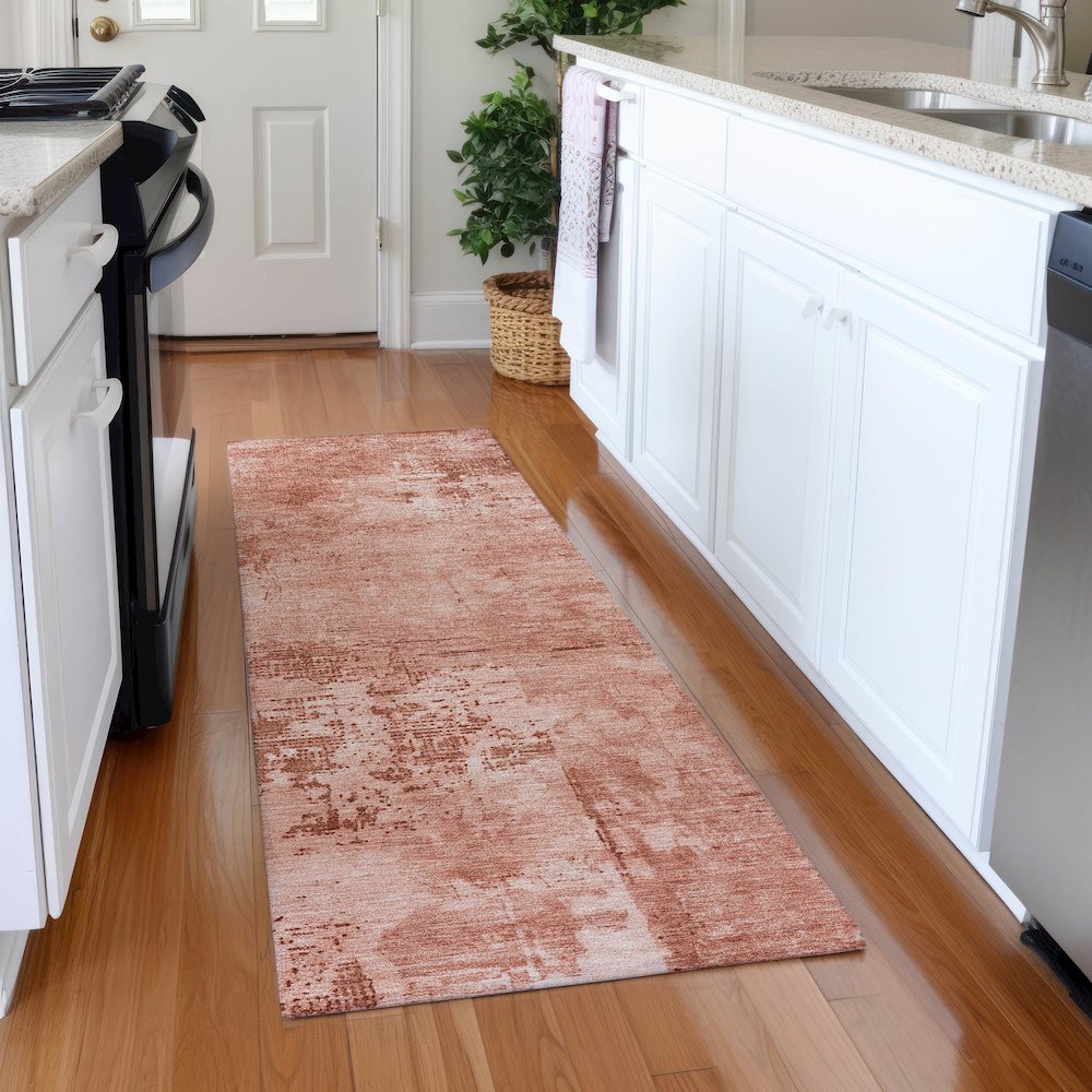 Premium Machine Washable Mayfield AMF1062 Paprika 2'3" x 7'6" Runner Rug. Picture 5