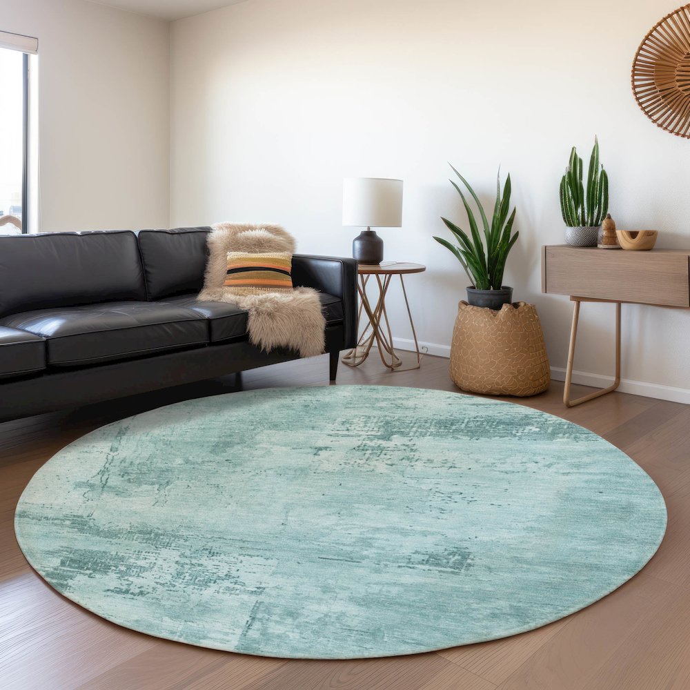 Premium Machine Washable Mayfield AMF1062 Seafoam 8' x 8' Round Rug. Picture 5