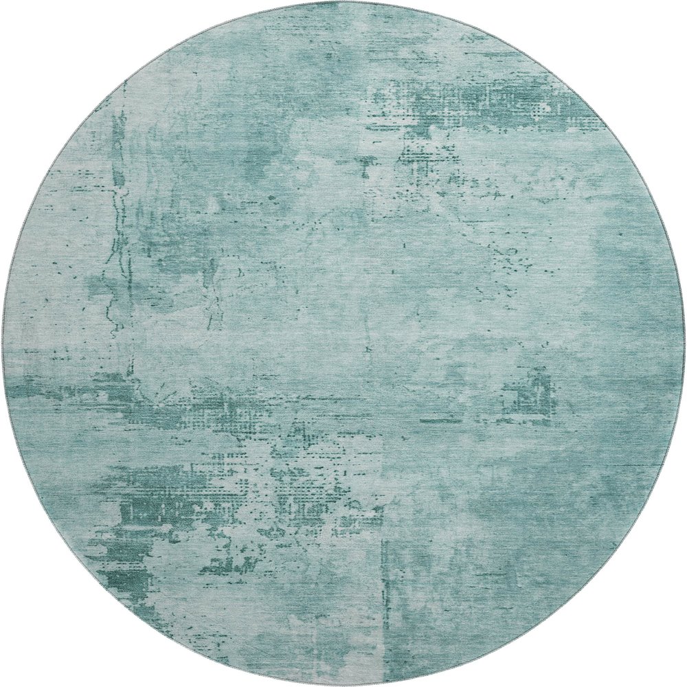 Premium Machine Washable Mayfield AMF1062 Teal 8' x 8' Round Rug. Picture 1