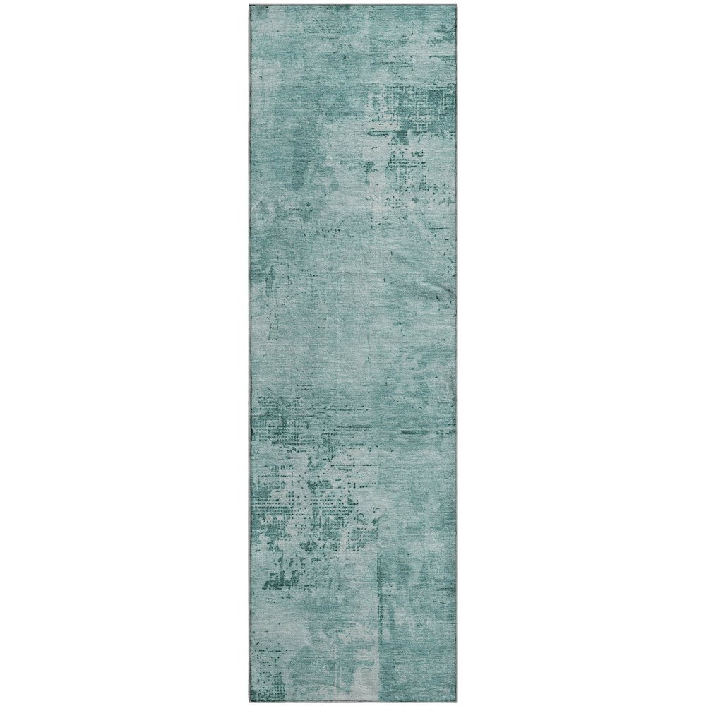 Premium Machine Washable Mayfield AMF1062 Teal 2'3" x 7'6" Runner Rug. Picture 1