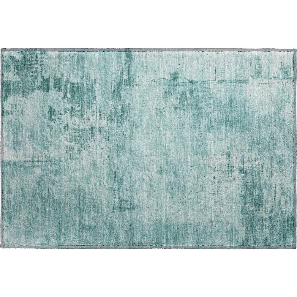 Premium Machine Washable Mayfield AMF1062 Teal 1'8" x 2'6" Rug. Picture 1