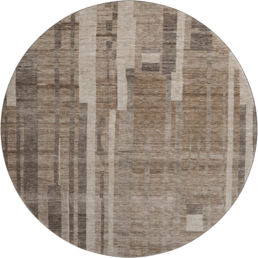 Premium Machine Washable Mayfield AMF1063 Brown 8' x 8' Round Rug. Picture 1