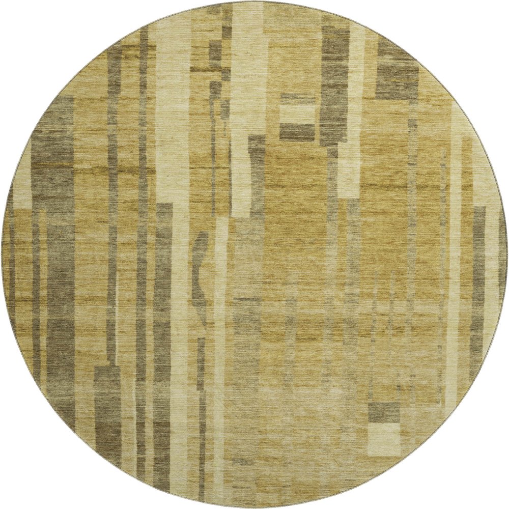 Premium Machine Washable Mayfield AMF1063 Gold 8' x 8' Round Rug. Picture 1