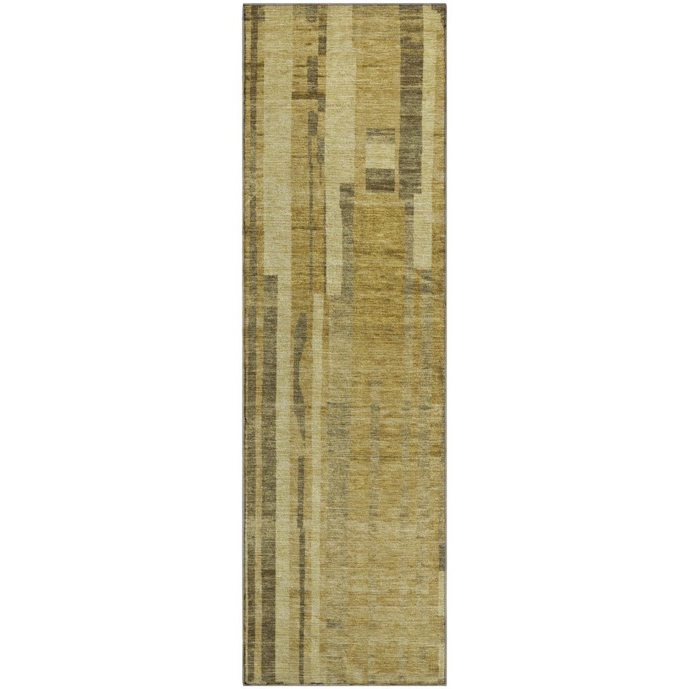 Premium Machine Washable Mayfield AMF1063 Gold 2'3" x 7'6" Runner Rug. Picture 1