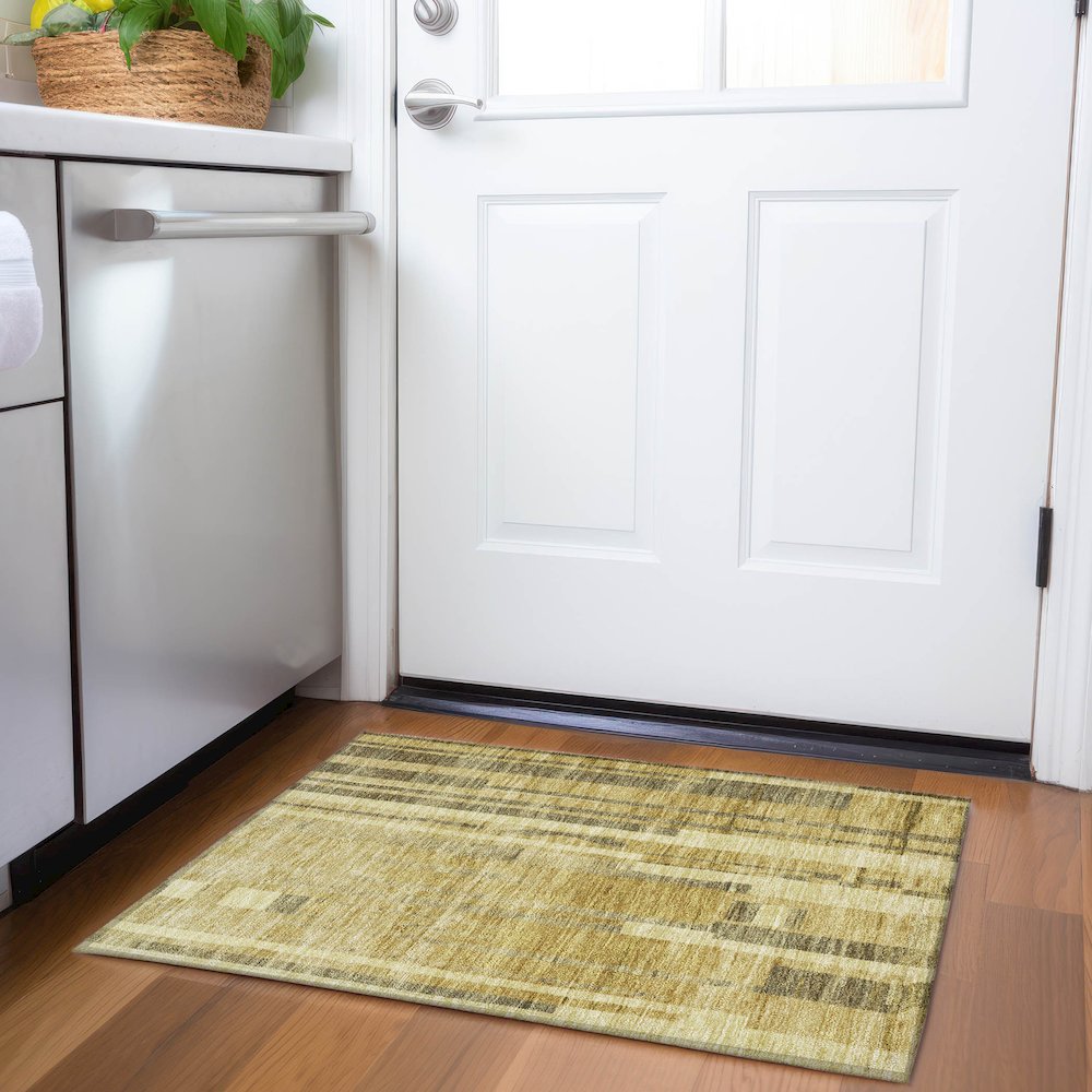 Premium Machine Washable Mayfield AMF1063 Gold 1'8" x 2'6" Rug. Picture 5