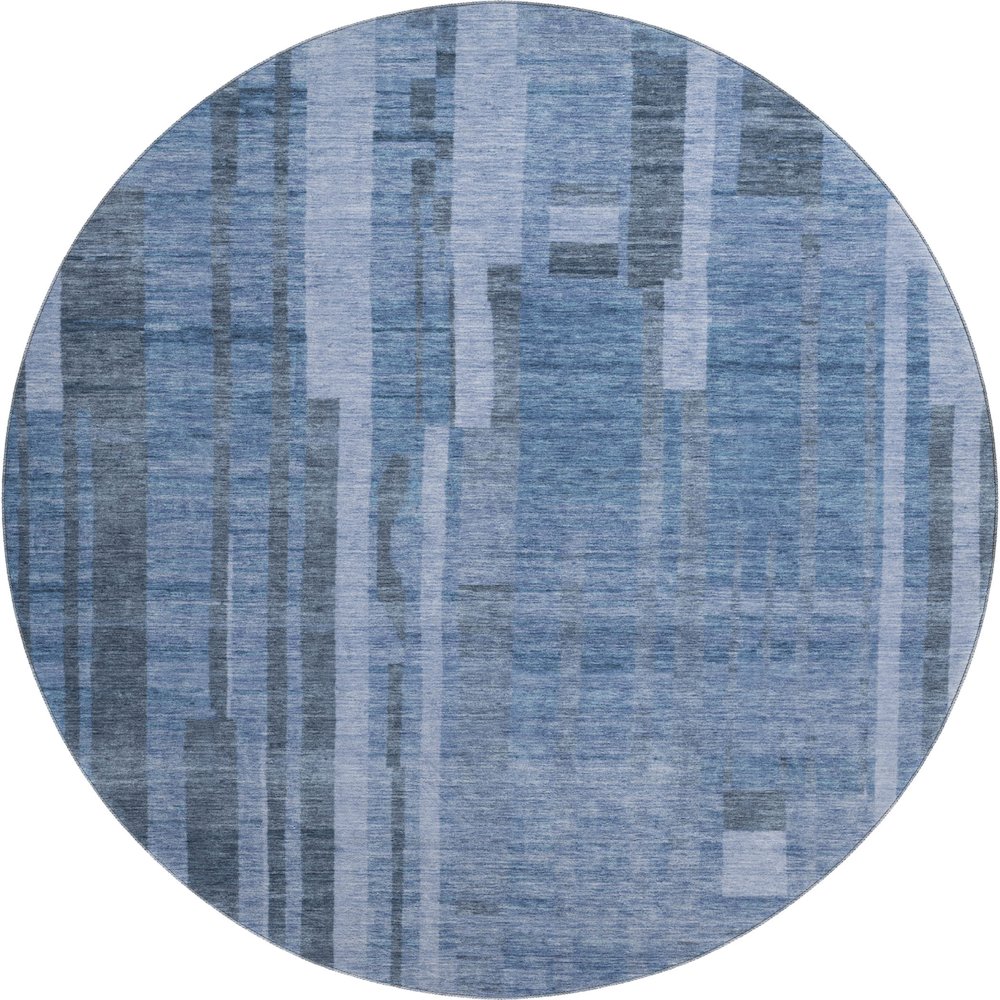 Premium Machine Washable Mayfield AMF1063 Navy 8' x 8' Round Rug. Picture 1