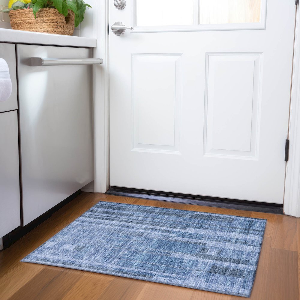 Premium Machine Washable Mayfield AMF1063 Navy 1'8" x 2'6" Rug. Picture 5