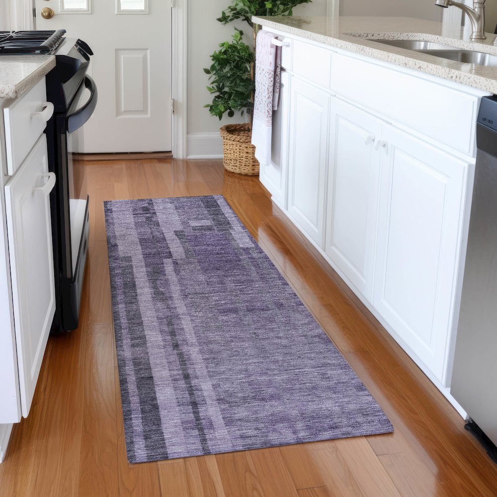 Premium Machine Washable Mayfield AMF1063 Purple 2'3" x 7'6" Runner Rug. Picture 5