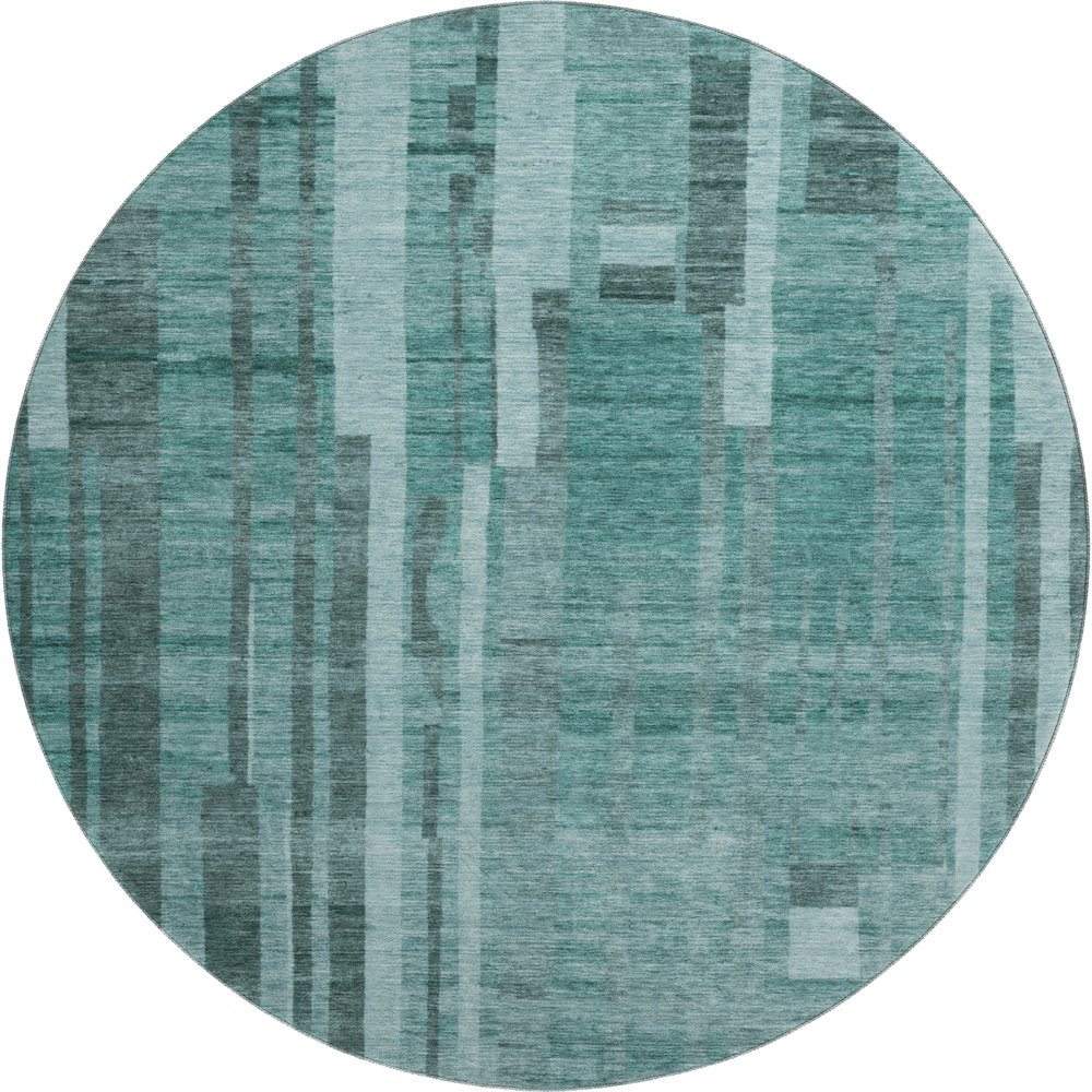 Premium Machine Washable Mayfield AMF1063 Teal 8' x 8' Round Rug. Picture 1