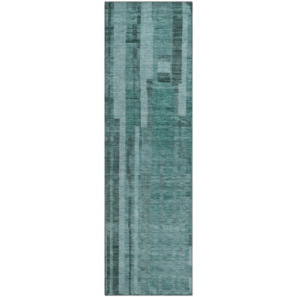 Premium Machine Washable Mayfield AMF1063 Teal 2'3" x 7'6" Runner Rug. Picture 1