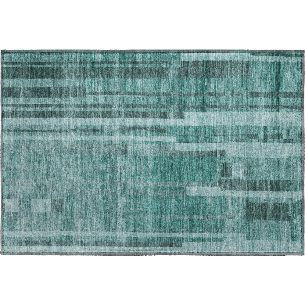Premium Machine Washable Mayfield AMF1063 Teal 1'8" x 2'6" Rug. Picture 1