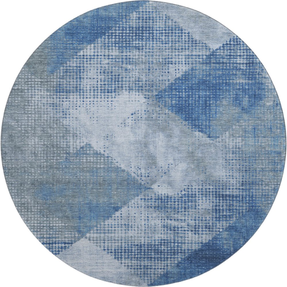 Premium Machine Washable Mayfield AMF1065 Blue 8' x 8' Round Rug. Picture 1