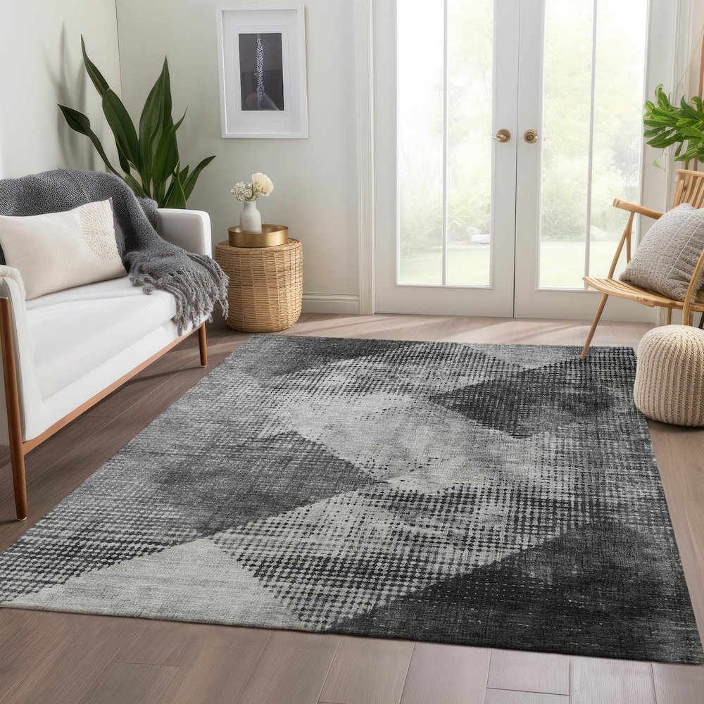 Premium Machine Washable Mayfield AMF1065 Gray 2'6" x 3'10" Rug. Picture 6